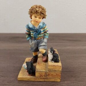 VTG Leonardo Collection In‎ Trouble Again Figurine Christine Haworth Boy Kittens